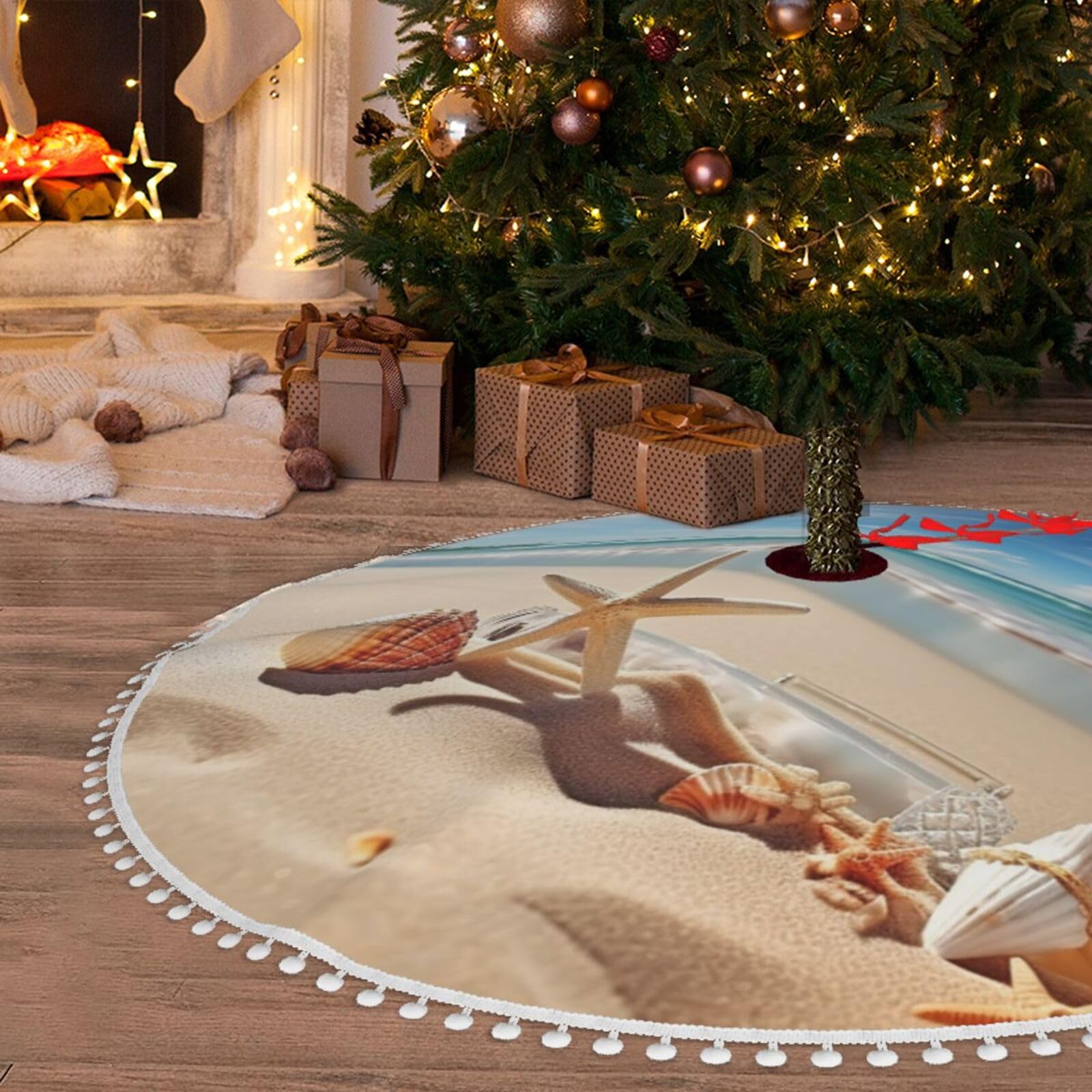 Jupe de sapin de Noël pour cacher les fils et pieds laids