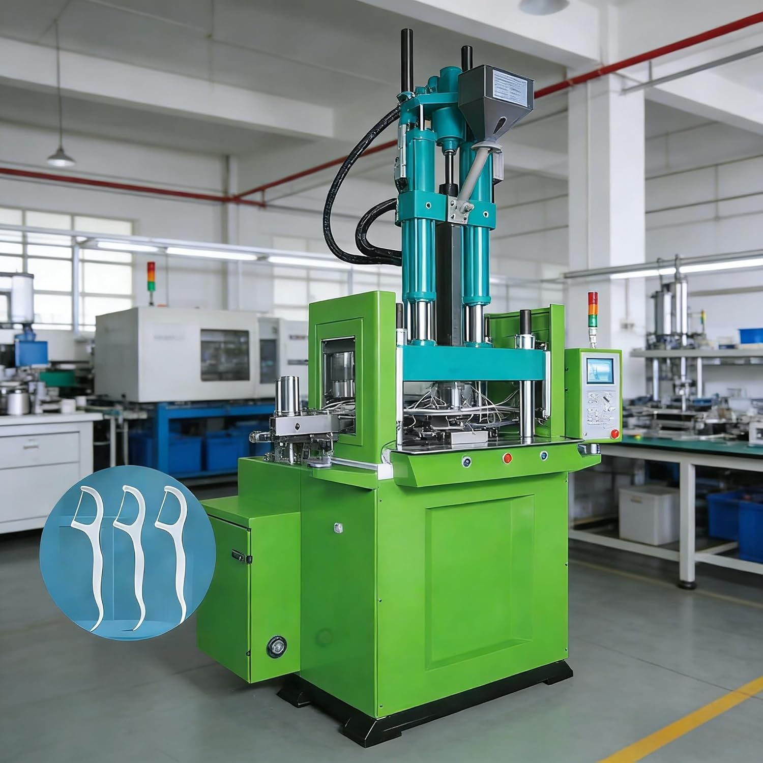 Automatic Dental Flosser Making Machine – High Efficiency Vertical Injection Molding for PP Plastic Floss Picks