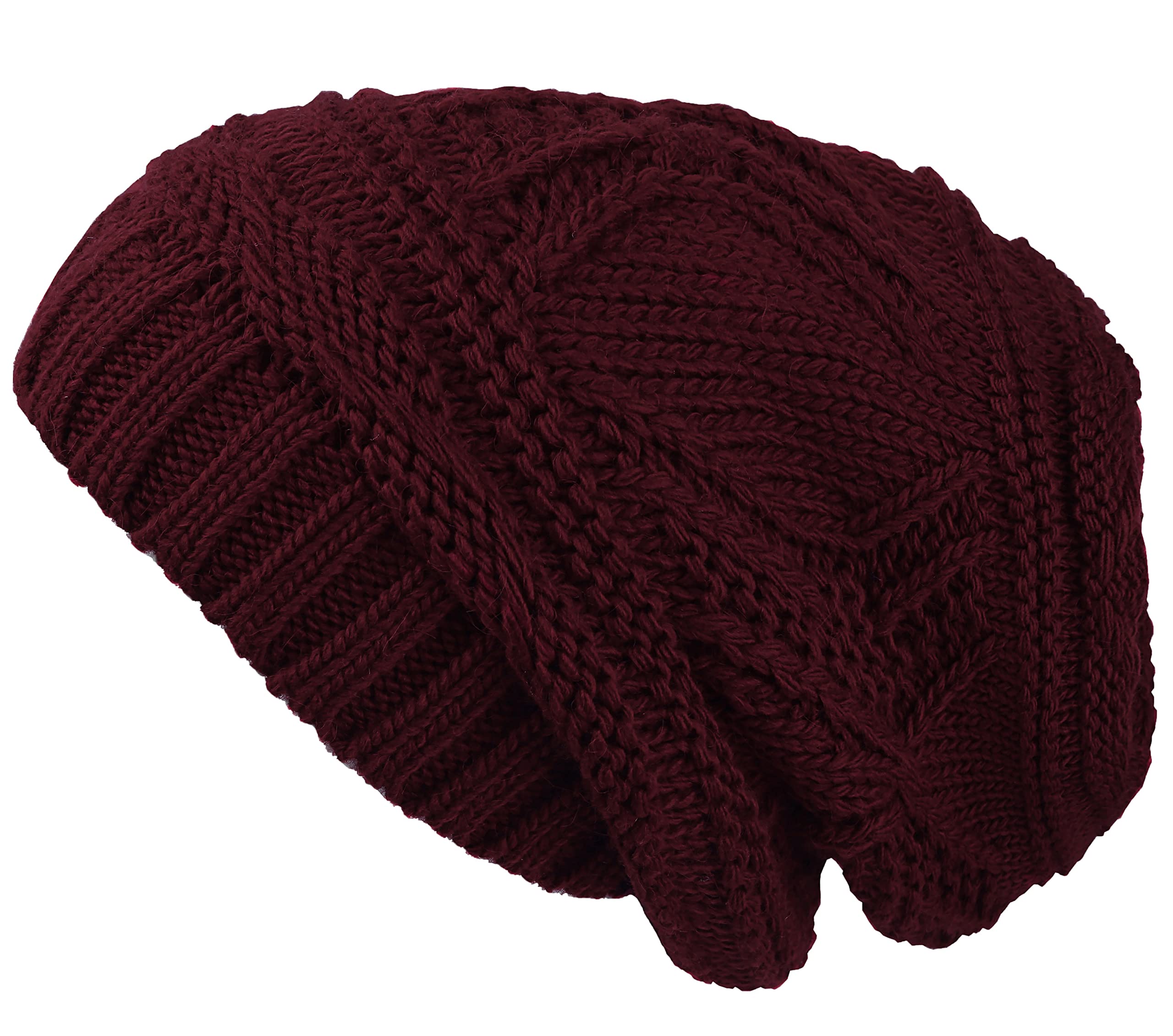 Lilax Women's Wine Knit Slouchy Oversized Soft Warm Winter Beanie Hat