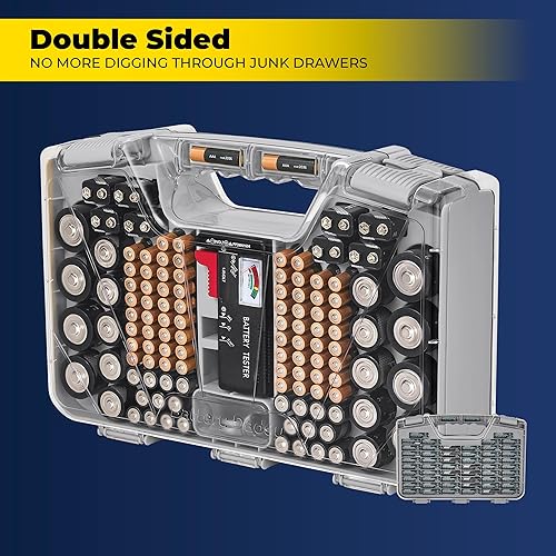 Miniatura 4 de Ontel Battery Daddy - Estuche organizador con probador, almacena y protege hasta 180 baterías, doble cara, diseño duradero con tapa de bloqueo