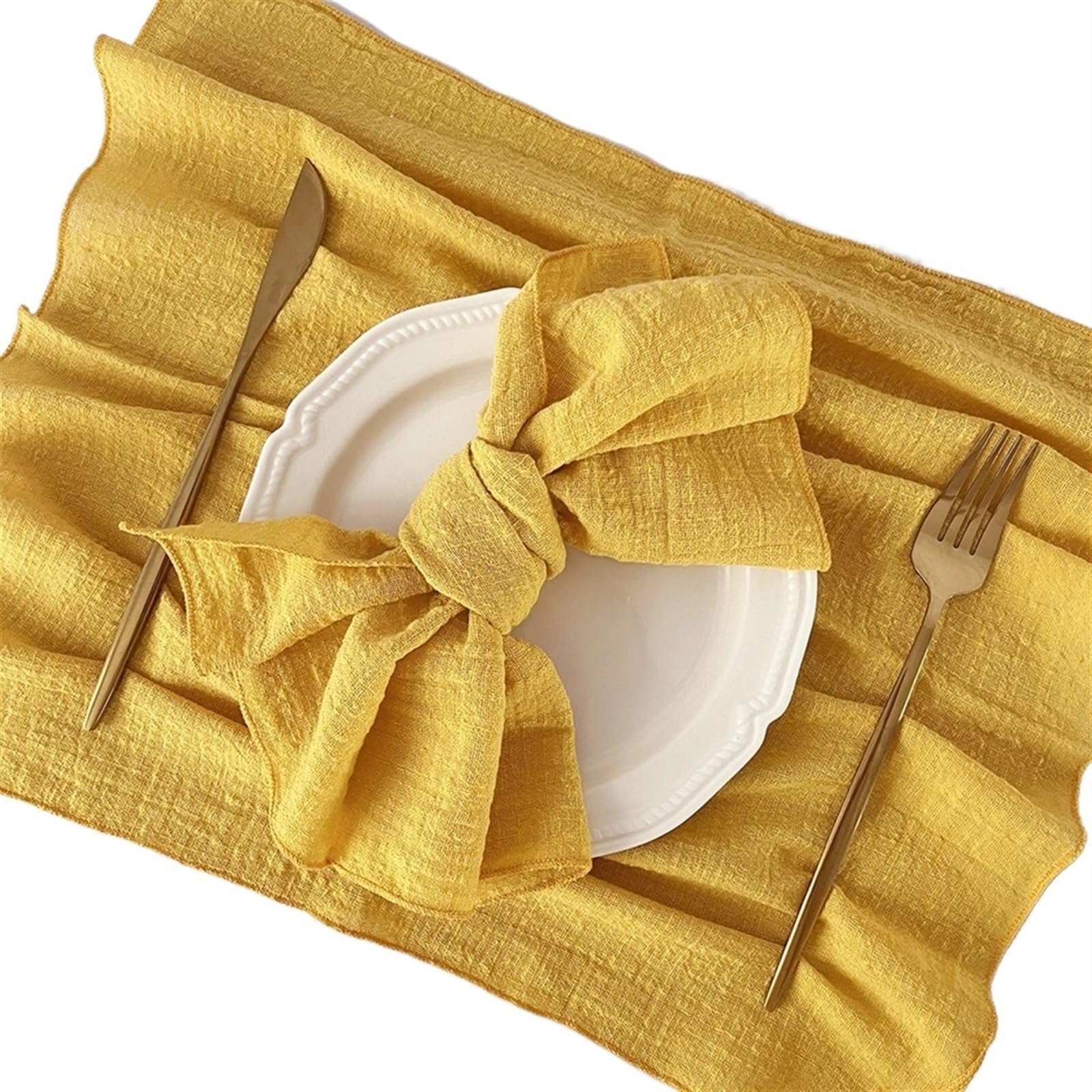 serviettes napkins 50PCS Terracotta Sewing Cloth Napkins 30x30cm Cotton Fabric Serviette Gauze Table Towels Wedding Decoration for dining wedding party everyday home(50pcs Yellow)