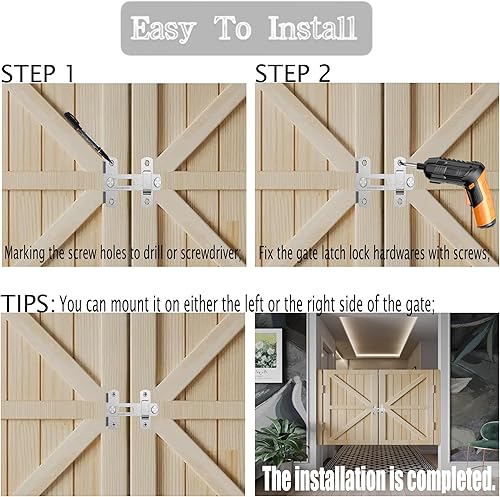 Miniatura 6 de Pestillo para puerta de granero, paquete de 4 cierres de puerta de acero inoxidable de 4 pulgadas, cierres de puerta abatibles, cierre de puerta