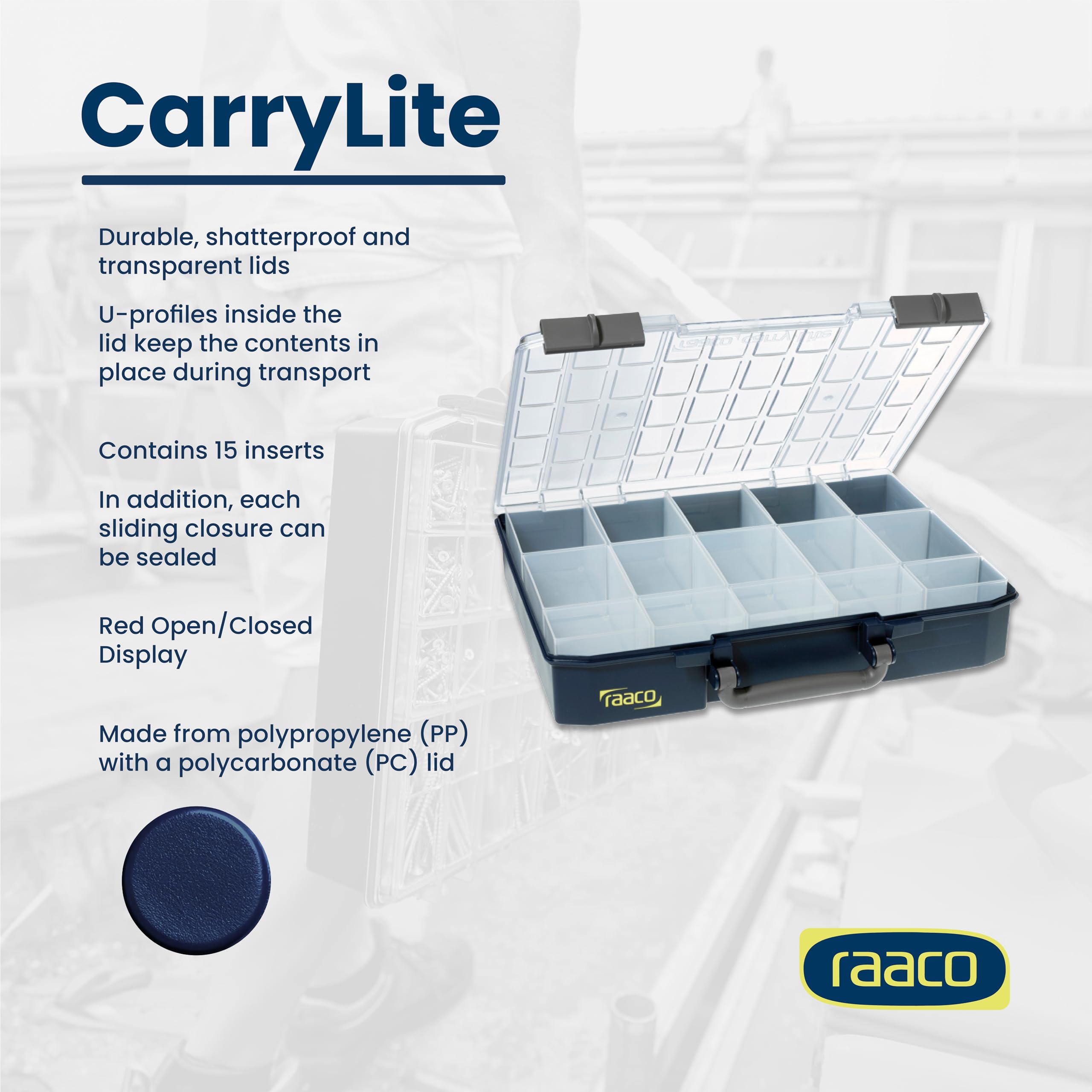 Organizer narzędziowy z 18 wkładkami CarryLite 80 5x10-15 Raaco