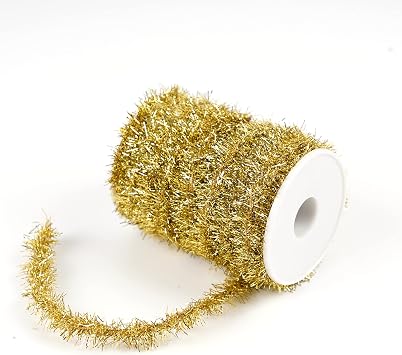 66 Feet Christmas Tinsel Garland Gold Tinsel Metallic Holiday Tinsel