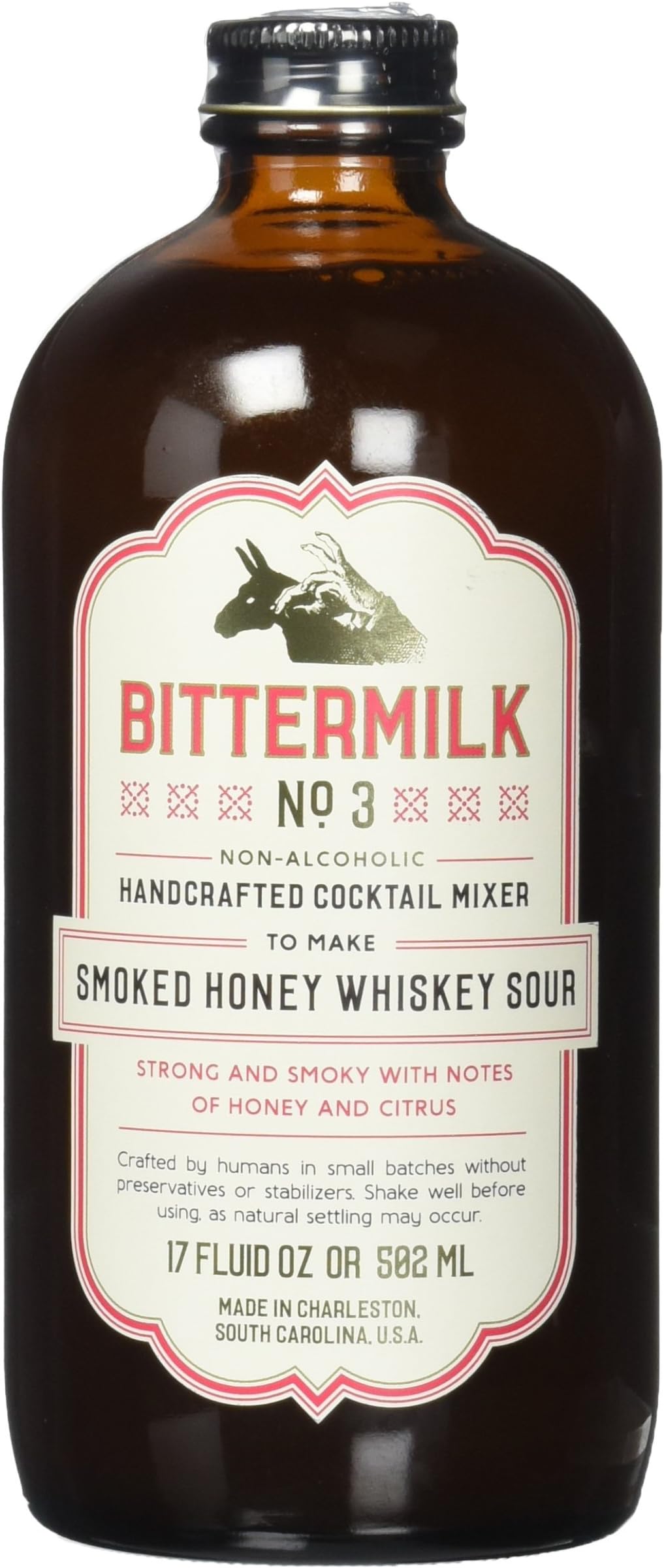 Bittermilk No.3 Smoked Honey Whiskey Sour Cocktail Mix, 16.9 oz