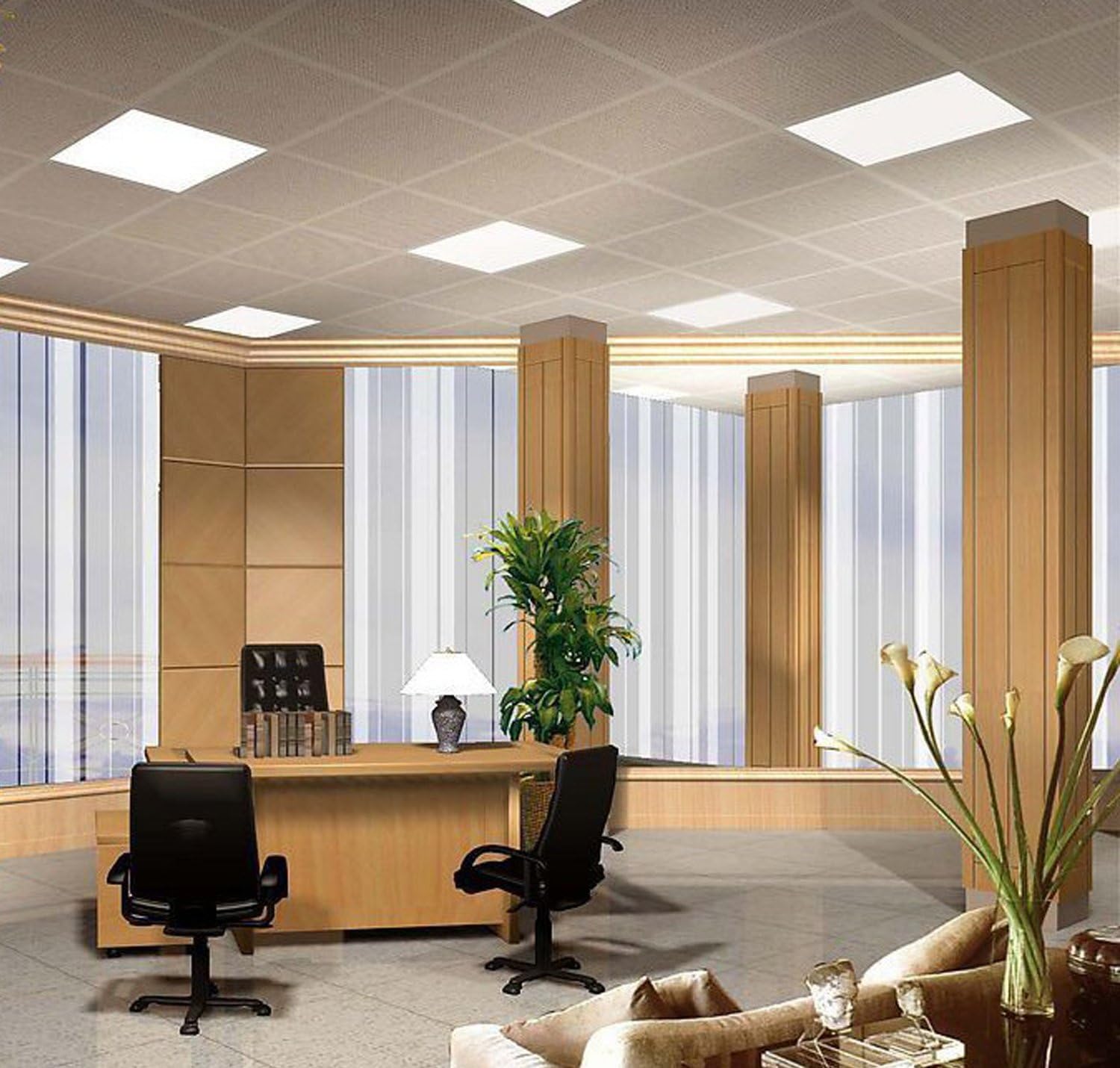1000LED 2x2 FT LED Flat Panel Light, 36W, 5000K, 0-10V Dimmable, Drop Ceiling Flat LED Light Panel Light, UL DLC Listed, 5 Years Warrant, 2-Pack