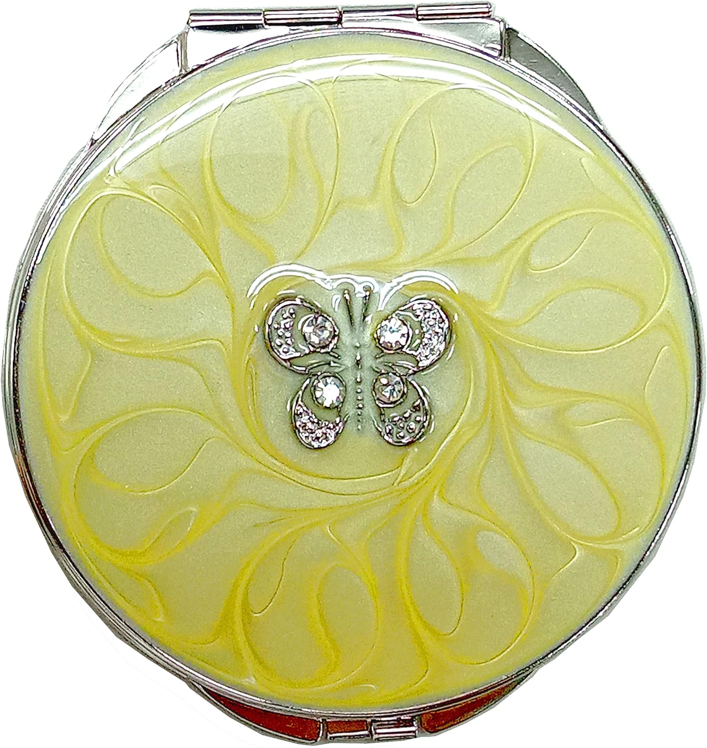 KDT Japan Glitter Ornamental Mirror, Butterfly, White, Workplace Provides, Work, Interest, Compact Mirror, Hand Mirror