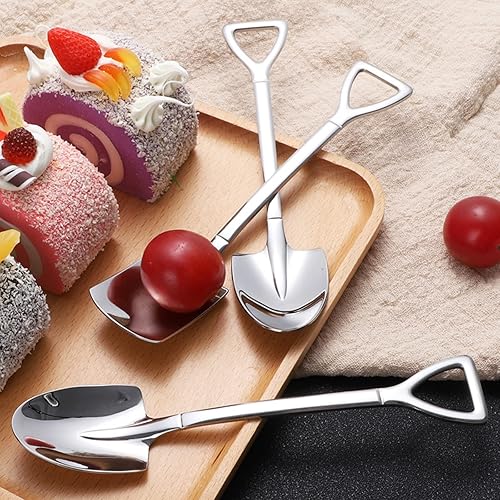 Miniatura 3 de 10 cucharas de pala de acero inoxidable, cucharas de postre reutilizables para café, té, helado, frutas, azúcar, pastel