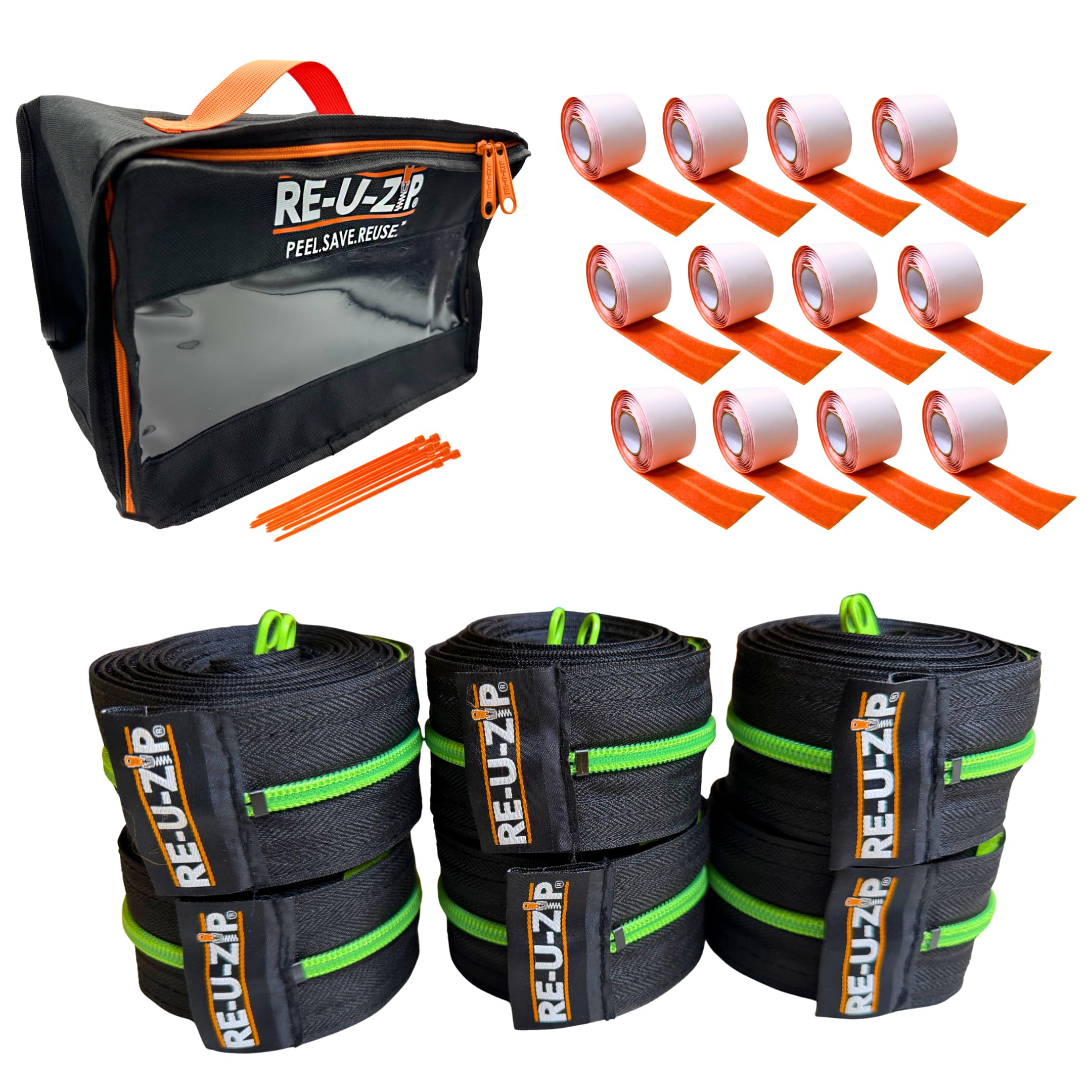 RE-U-ZIP Reusable Dust Barrier Zipper, Fail-Safe, Replaceable & Lockable, Cost-Effective for Single or Repeated Use, PRO Bundle