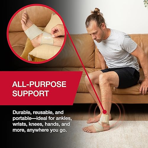 Miniatura 6 de MUELLER Sports Medicine - Envoltura de apoyo multiusos para hombres y mujeres, compresión ajustable para soporte articular y muscular, color beige