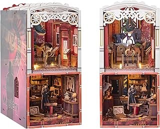 Spilay Booknook ミニチュア ドールハウス キット ブックスタンド 本棚の装飾品 ドールハウス DIYクラフト 手作り木製ギフトドールハウス 初心者-誕生日、休日、クリスマスプレゼント-ZWSL26-14歳以上対象