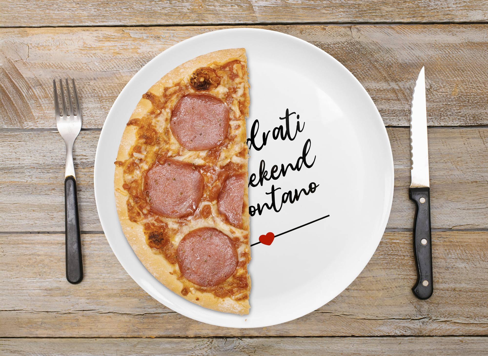 IlGruppone Set di 6 Pezzi Piatti per Pizza Grandi in Melamina Ø 33 Cm Piatto Cucina Pizze Piatti Piani XXL Decorati con Scritte Moderni Certificati Contatto Alimentare