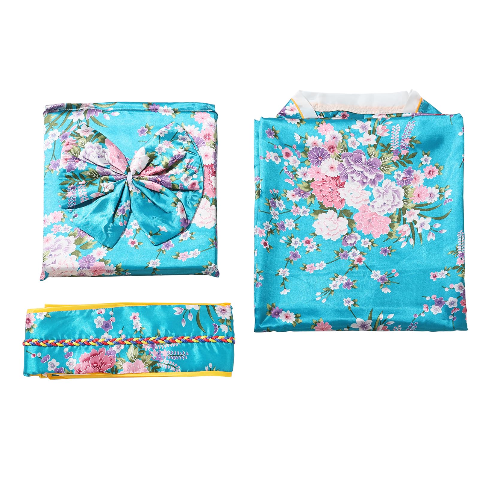 BPURB Bata kimono tradicional japonesa para mujer, vestido de geisha yukata, bata de baño de satén con flores