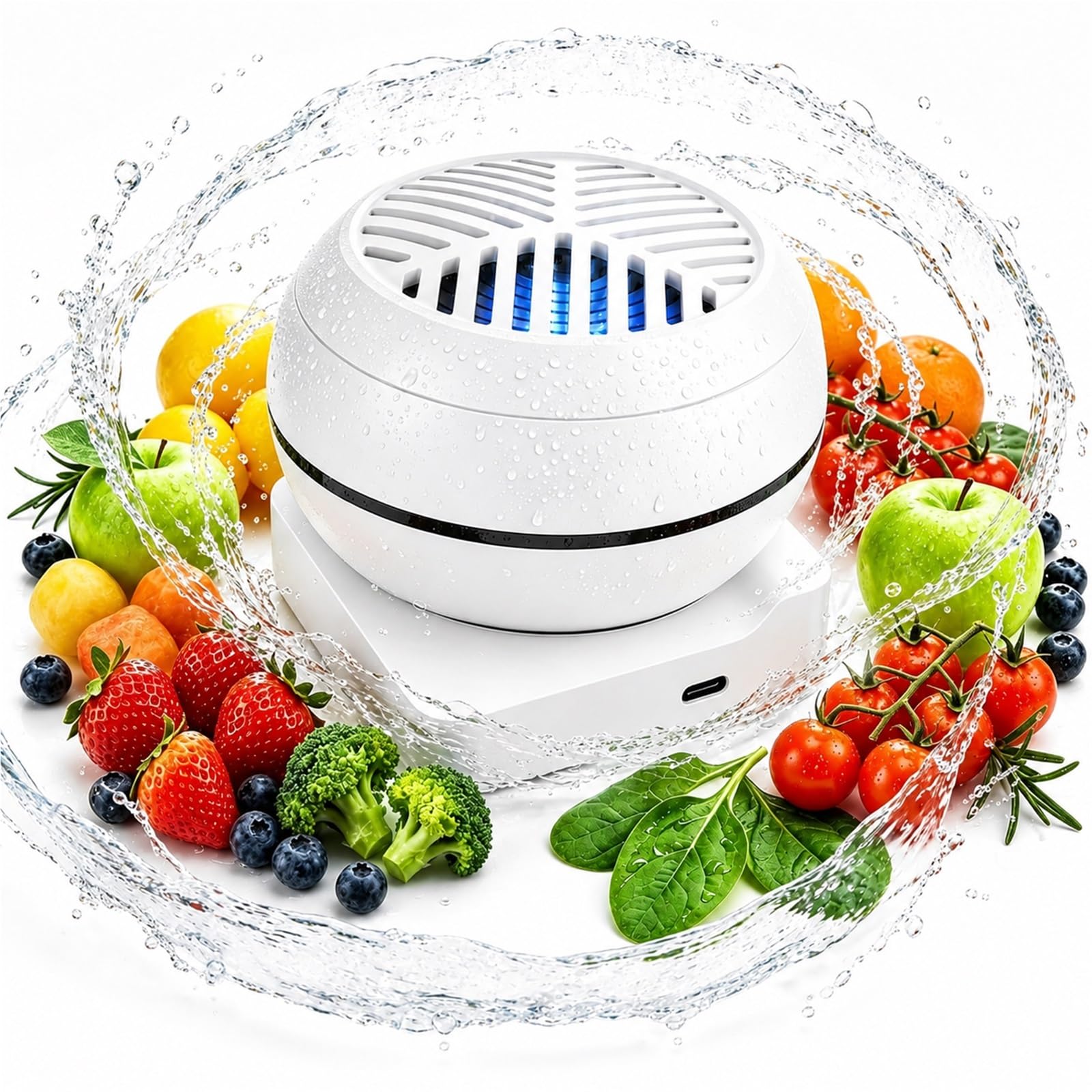Fruit and Vegetable Purifier Portable Food Washing Machine for Deep Cleaning Produce Meat Rice Wireless USB Rechargeable Fruit Cleaner Device IPX7 Waterproof
