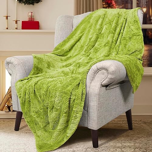 Manta de felpa suave y mullida con textura de espiga de pelo sintético, elegante, ligera, esponjosa, acogedora y cálida para sofá, silla, funda de