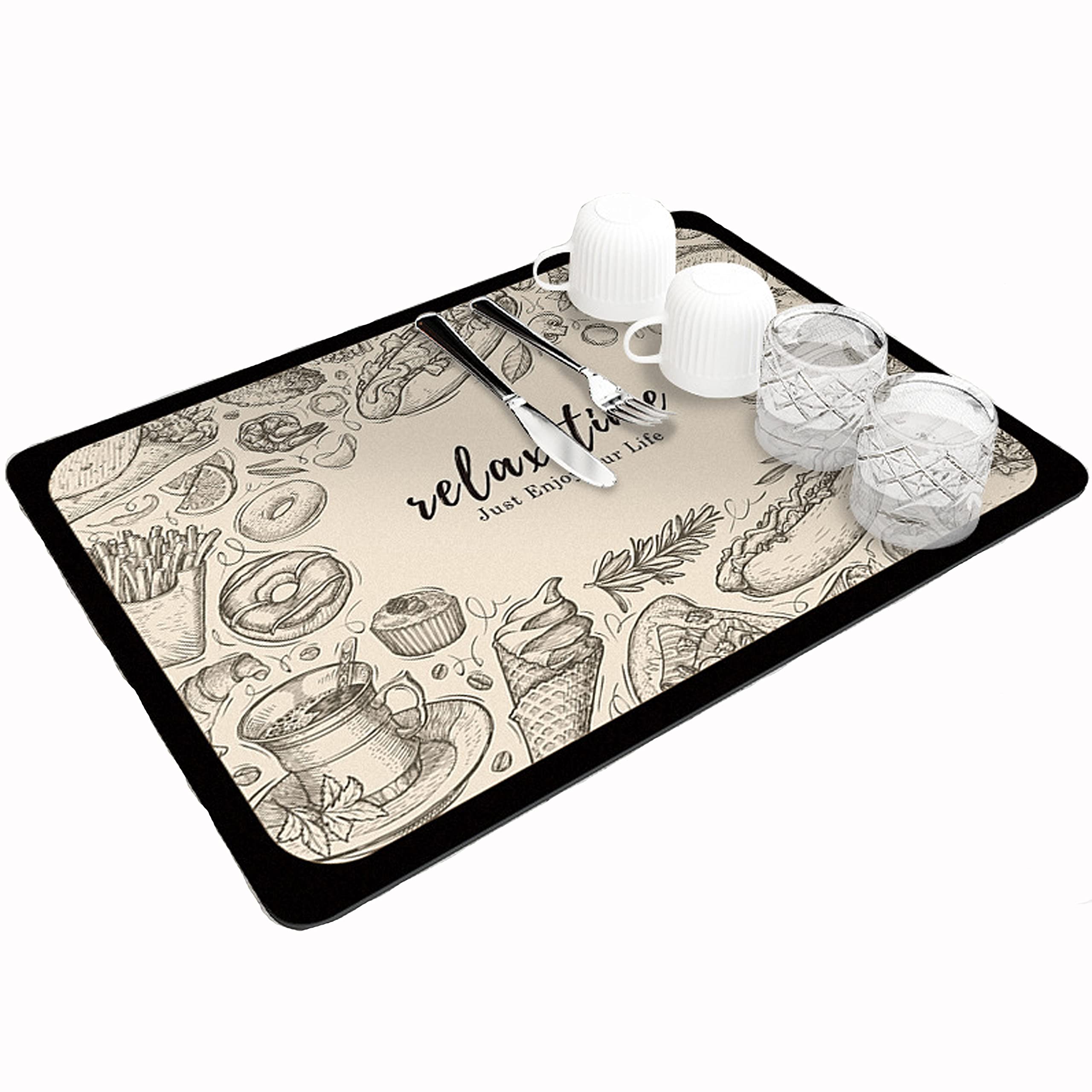 ED-LumosGray Dish Drying Mats Sponge Kitchen Utensil Drain Pad Heat Resistant Dishwasher Safe for Kitchen Counter Top 40CMX30CMX1CM