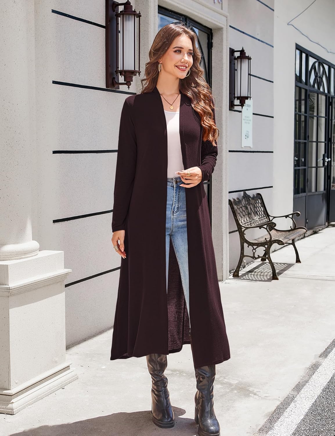 Newchoice Women's Long Cardigans with Pockets Knit Open Front Floor Length Cardigan Sweaters Lightweight Long Sleeve Dusters - Image 7