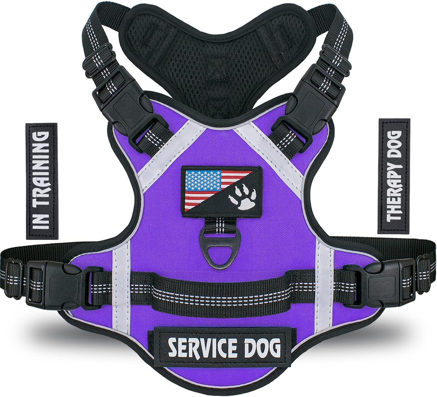 LOCYFENS Dog Harness, No Pull Dog Harness with Soft Handle and 2 Leash Clips, Service Dog Harness with 4 Different Patches to…