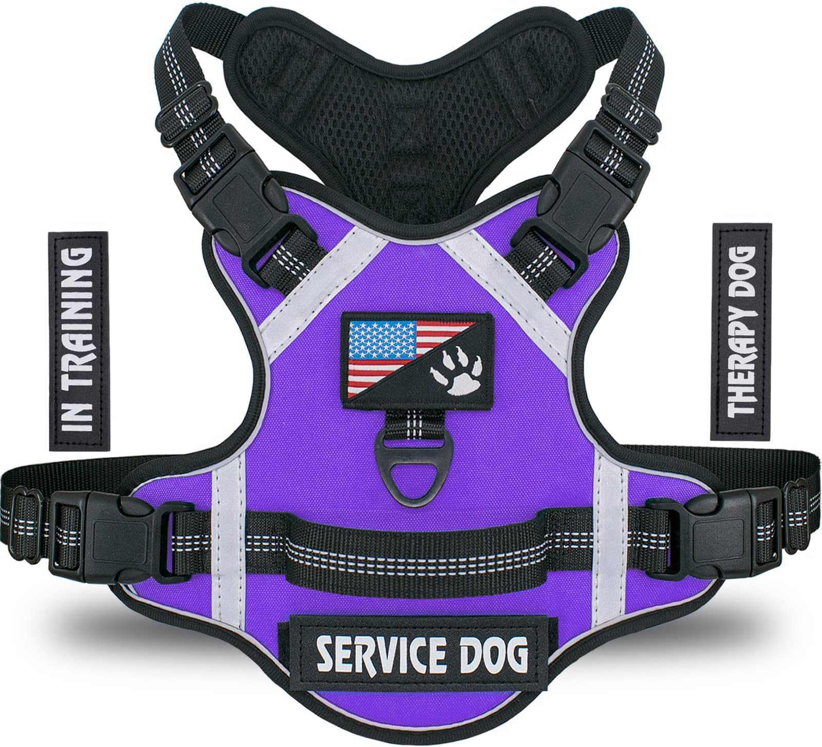 LOCYFENS Dog Harness, No Pull Dog Harness with Soft Handle and 2 Leash Clips, Service Dog Harness with 4 Different Patches to Decoration, Easy to Control for Small Medium Large Dogs