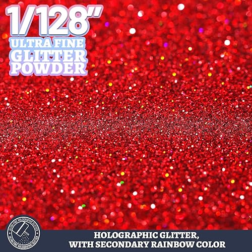 Miniatura 3 de Leobro - Purpurina roja, purpurina, 180g6.35oz de purpurina holográfica ultrafina, polvo de purpurina de resina de 1128", purpurina metálica