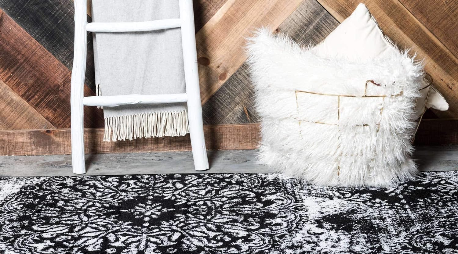 Unique Loom Sofia Collection Area Rug - Grand (2' x 6' 7" Runner, Black/ Ivory)