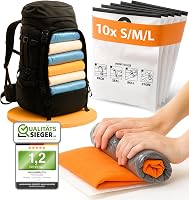 PACKDUDE Vákuumos Utazótáskák 10 db-os Szett - Hengerelhető Kompressziós Tárolózsákok Ruházathoz 3 Méretben Szelep Nélkül 1