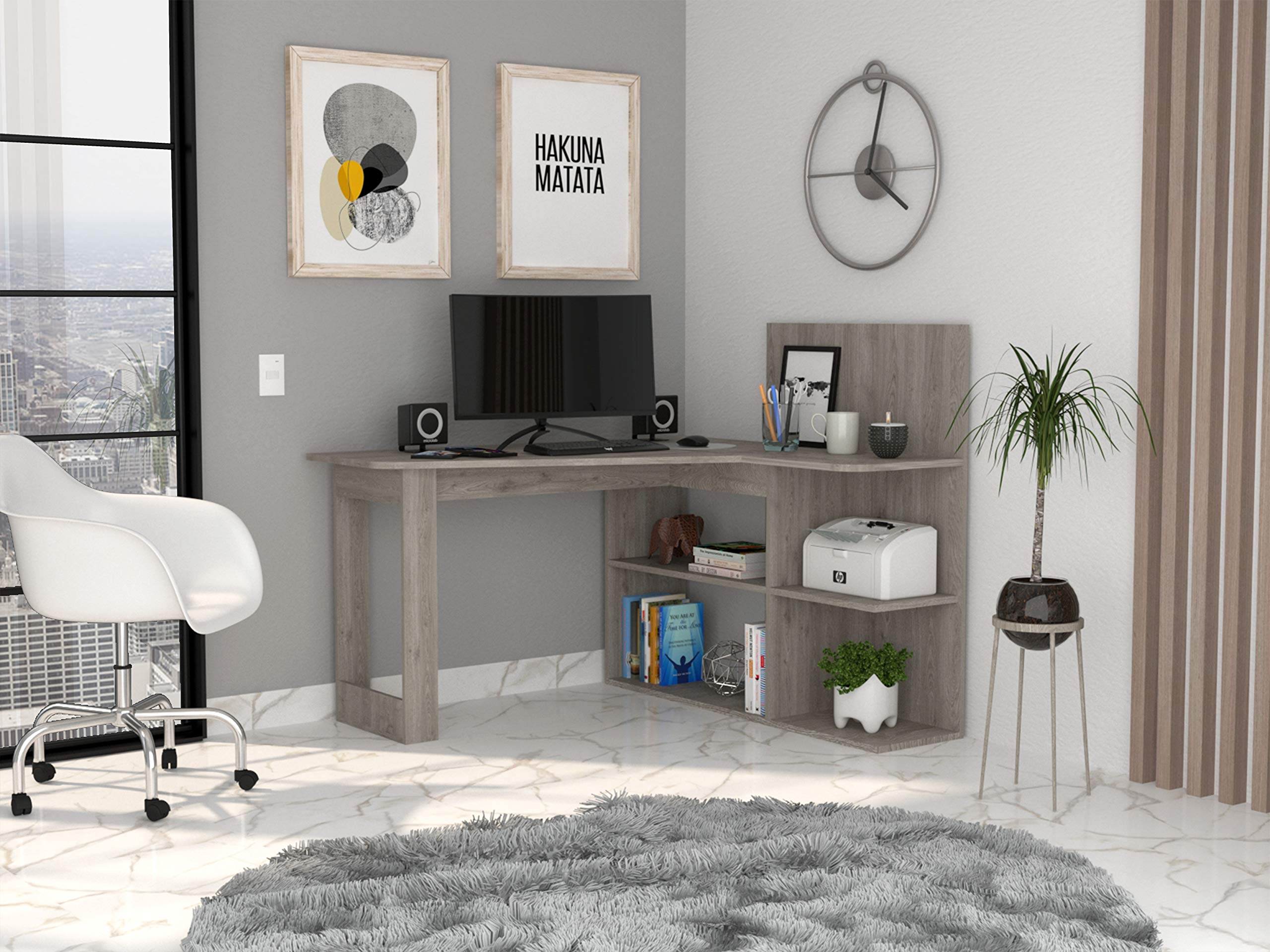 Snapklik.com : NicBex Office Desks Contemporary L-Shaped Writing Desk