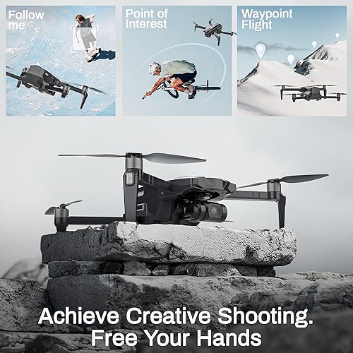 Miniatura 6 de BEZGAR BD901 Drones con cámara para adultos 4K de largo alcance - Mini dron plegable con video 4K, cardán de 3 ejes, transmisión de 3 KM, tiempo de