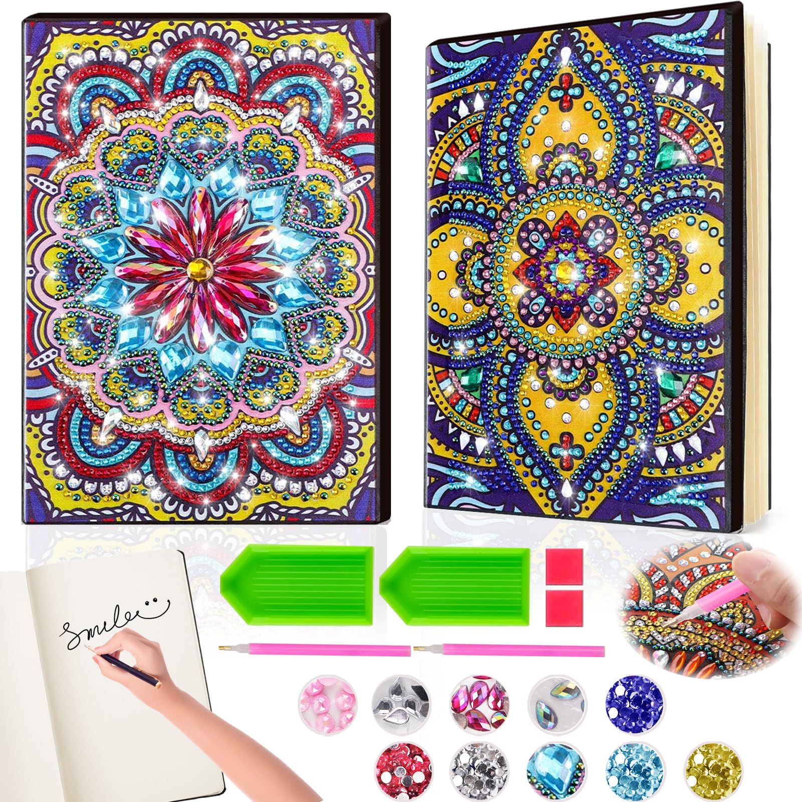 Johiux Geschenke für Mädchen 7 8 9 10 11 Jahre,Bastelset Kinder ab 6 Jahre,Mandalas Diamond Painting Kinder,Diamant Painting A5 Notizbuch,Weihnachten Kindertag Geburtstagsgeschenk für Mädchen