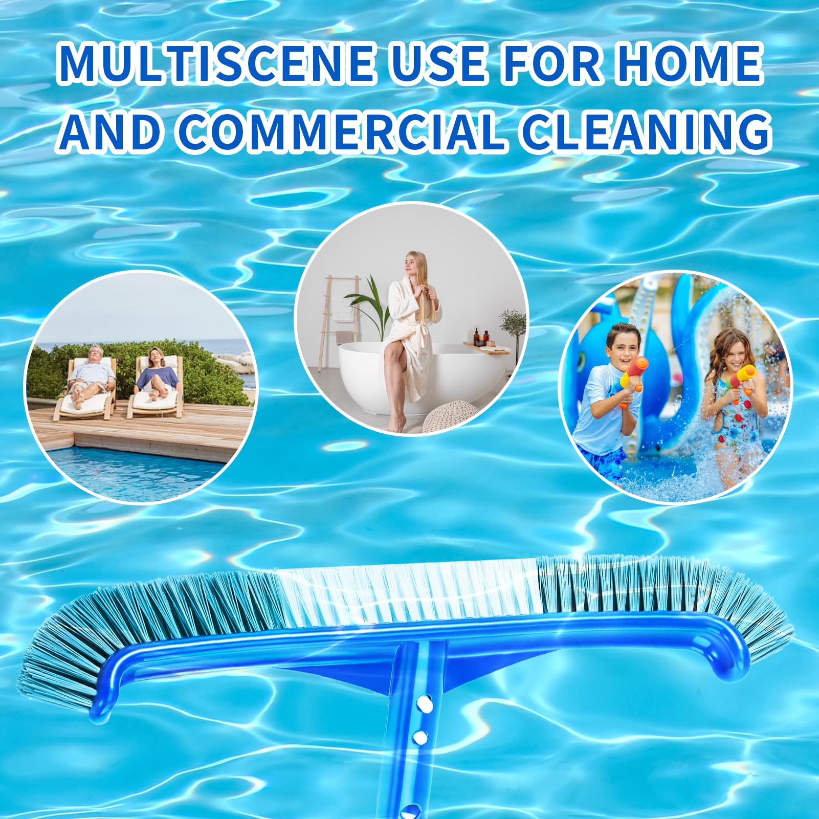 Kit de nettoyage de piscine, filet de 150 cm, brosse de piscine en maille fine avec poteau en aluminium de 119,4 cm pour maison, jardin, étang, spa (brosse de piscine + filet)