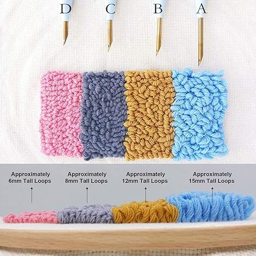 Miniatura 5 de Wool Queen Punch Needle - Kit de agujas de punzonado de hilo ajustable regulares, herramienta de fabricación de alfombras de madera fina #8, 26.4 x