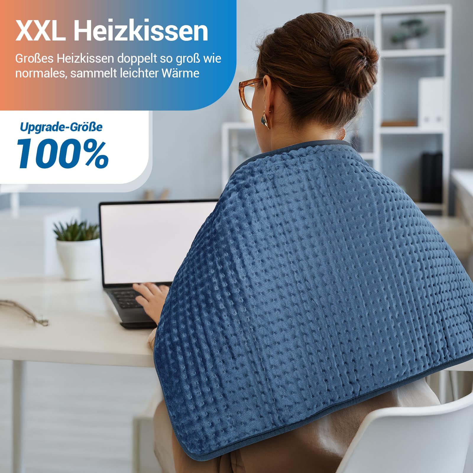 Comfytemp XXL-großes Heizkissen 83x43cm, Ultraweich Wärmekissen mit Abschaltautomatik，Alterfreundlich Heizdecke mit Sicherheitssystem für Rücken Schulter Nacken Bauch Beine Knie, Maschinenwaschbar