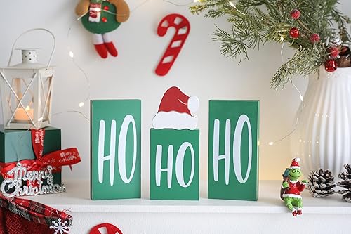 Miniatura 7 de Decoración navideña de madera Ho Ho, bloques de Navidad de madera Ho Ho para decoración de mesa de fiesta, letrero de mesa de madera de Navidad, 4