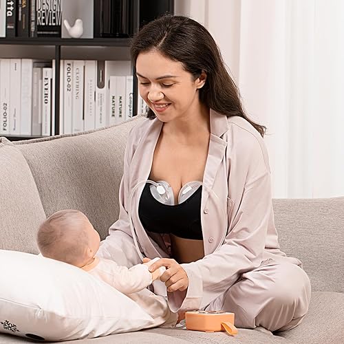 Miniatura 2 de NCVI Extractor de leche portátil manos libres, bomba eléctrica doble portátil, 4 modos de 9 niveles, combinado con motor fuerte y copas portátiles,