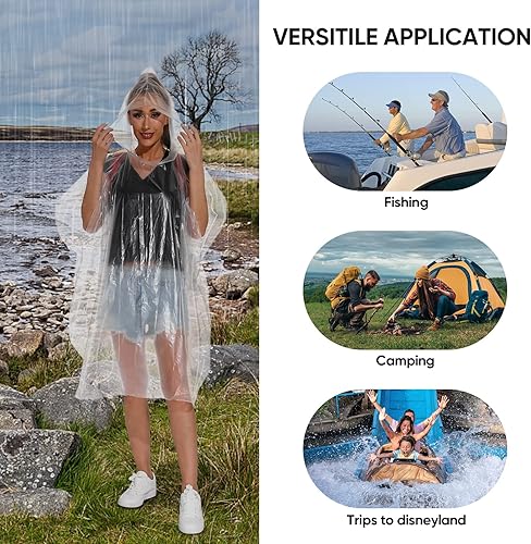 Miniatura 8 de APEXUP Ponchos de lluvia desechables para adultos, poncho de lluvia de emergencia para camping, senderismo, viajes