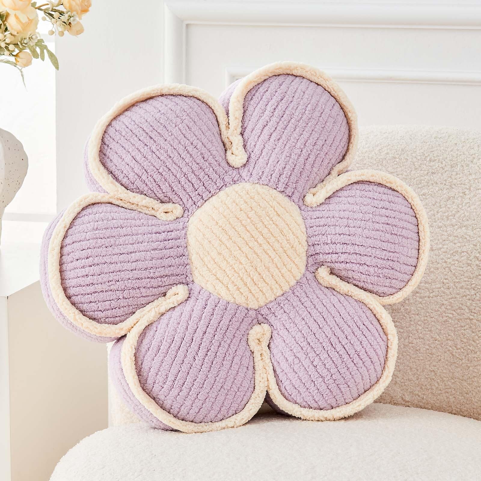 Photo 1 of Kcvvcr Flower Pillow, Soft Flower Decorative Throw Pillow, Cute Daisy Flower Shaped Seating Floor Cushion Room Décor Plush Pillows for Sofa Couch Bed (13.7 Inch, Lavender)