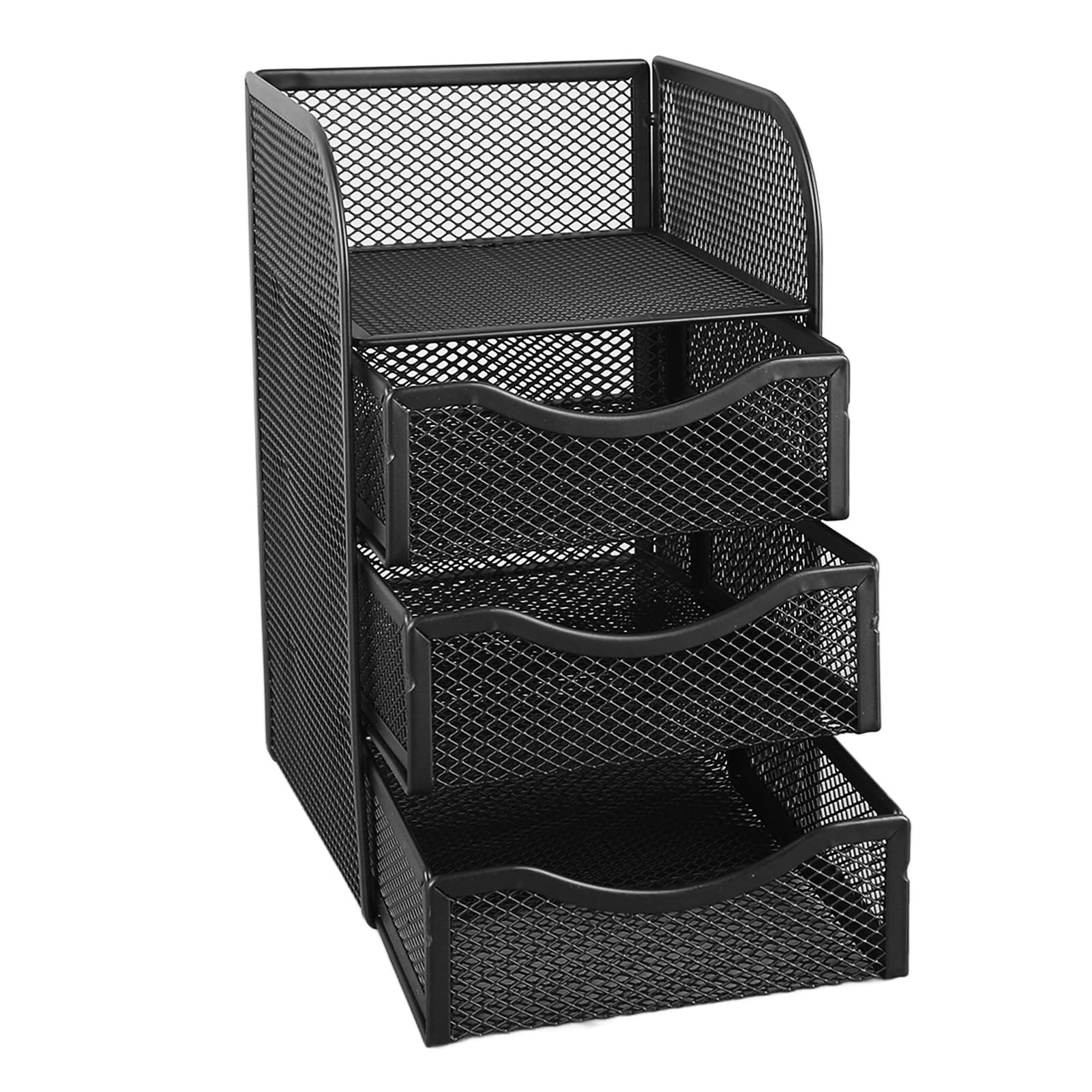 Organizer da scrivania con 3 cassetti in rete metallica antiscivolo organizer da scrivania per forniture per ufficio cancelleria nero prodotti per ufficio accessori da scrivania organizzatori