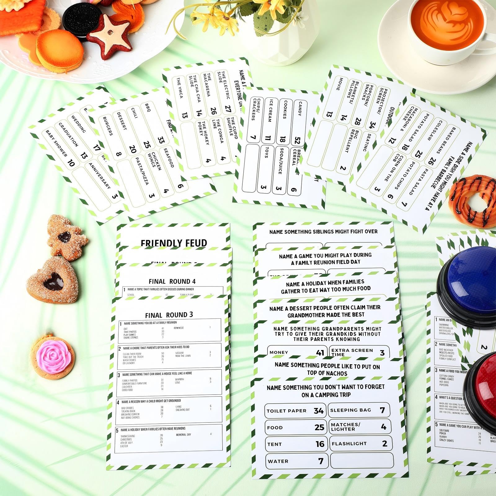 Gioco di feud amichevole per riunioni di famiglia, con 2 cicalini di risposta, carte feud per gioco notturno divertente quiz per gruppi di feste team building (colorato, famiglia)