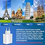 Adaptateur de prise de voyage européenne, 40W 4 Port USB C Chargeur européen PD 20W QC 3.0 Europe USB C Bloc chargeur US à l'adaptateur de prise Europe pour iPhone 16 15 14 13 12 11 Plus Pro Max XS X 8, Galaxy, Android