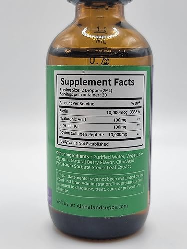 Miniatura 6 de Liquid Collagen Drops with Hyaluronic Acid, Biotin, and Vitamin C Anti-Aging Supplement for Skin Hydration, Hair Growth, and Nail Strength 2 fl oz