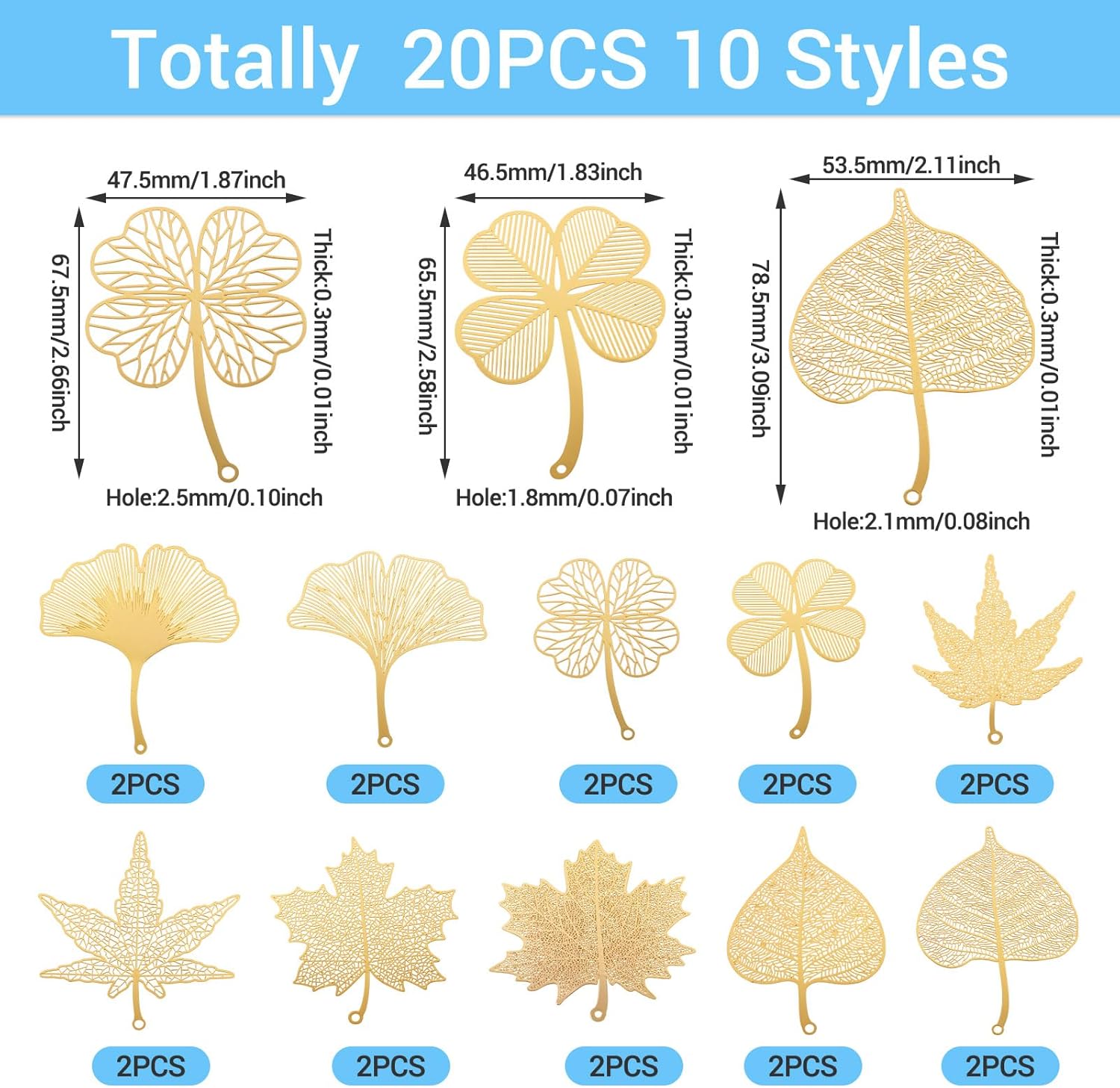 Craftdady Four Leaf Clover Pendants Hollow Ginkgo Maple Filigree Big Charms Etched Metal Leaves Charm for DIY Necklace Bracelet Earring Jewelry Making - Image 3