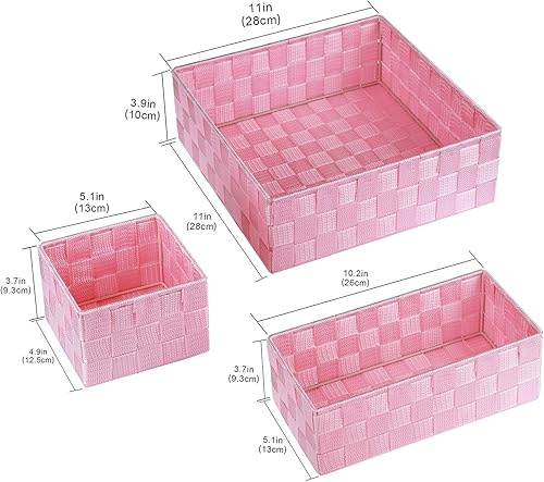 Miniatura 36 de Posprica Cestas de almacenamiento tejidas para organizar, pequeñas cestas negras de cubo organizador divisor para cajón, armario, estante, aparador,