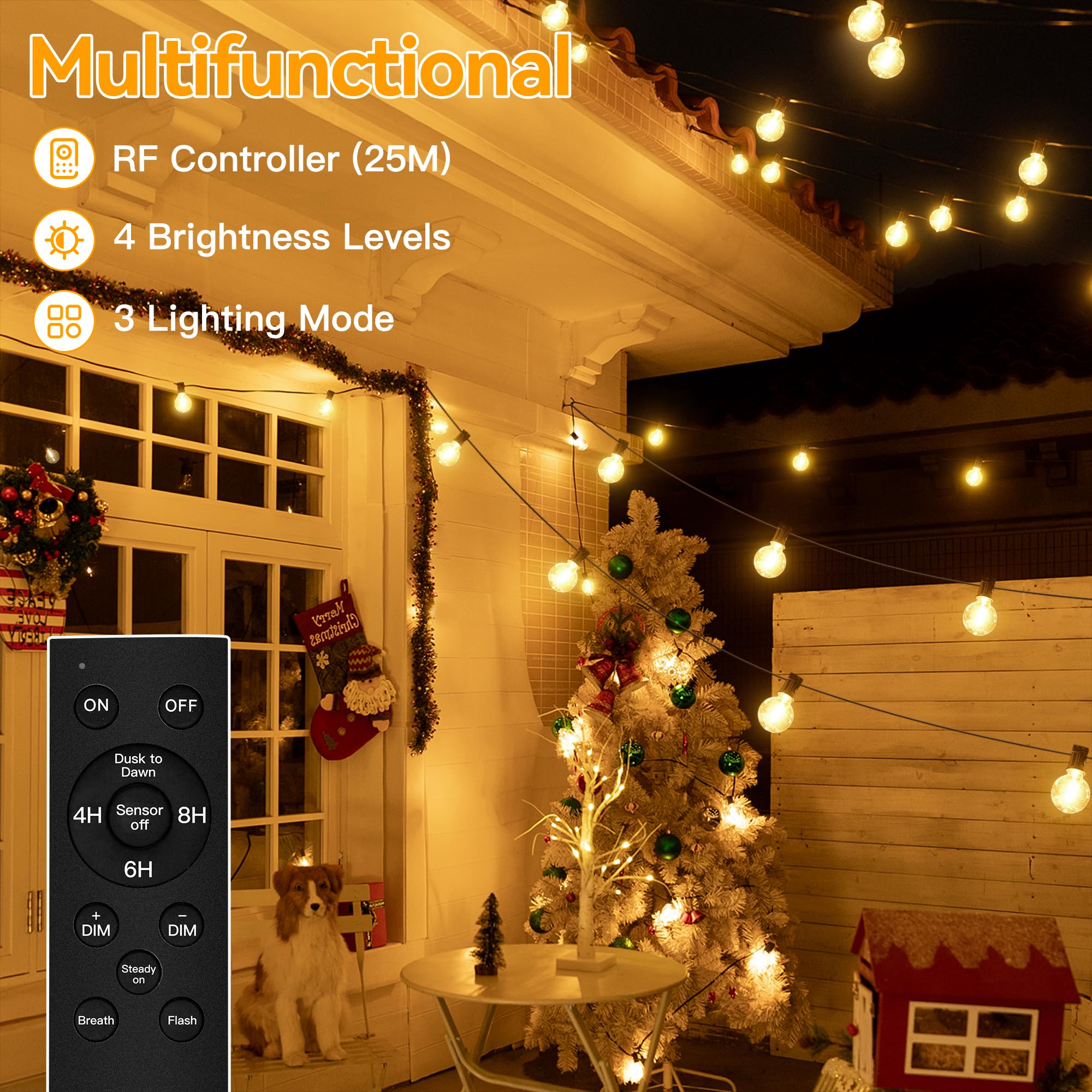 Ollny Festoon Lights Outdoor, 20m String Lights Mains Powered, 30+2 G40 Shatterproof Bulbs - Image 3