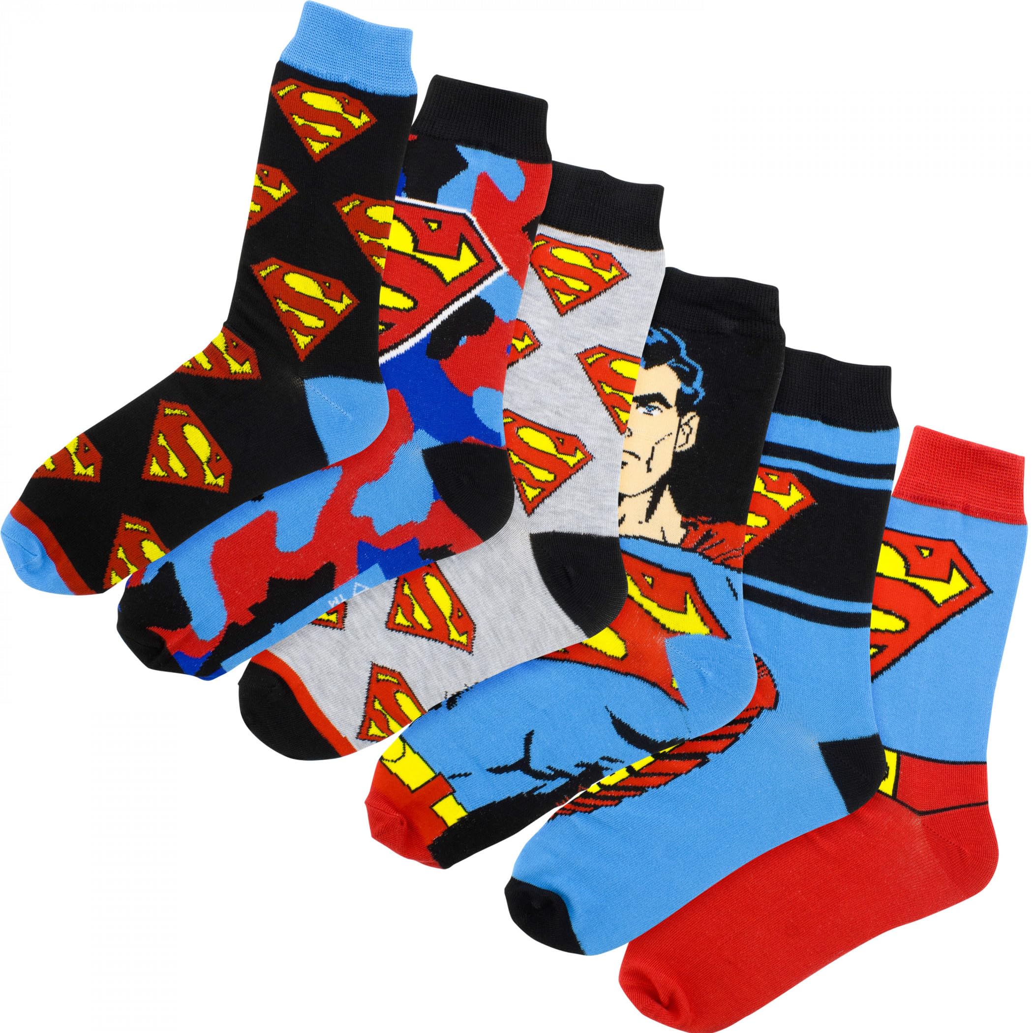 Hyp Superman Iconic Logos 6-Pack Crew Socks