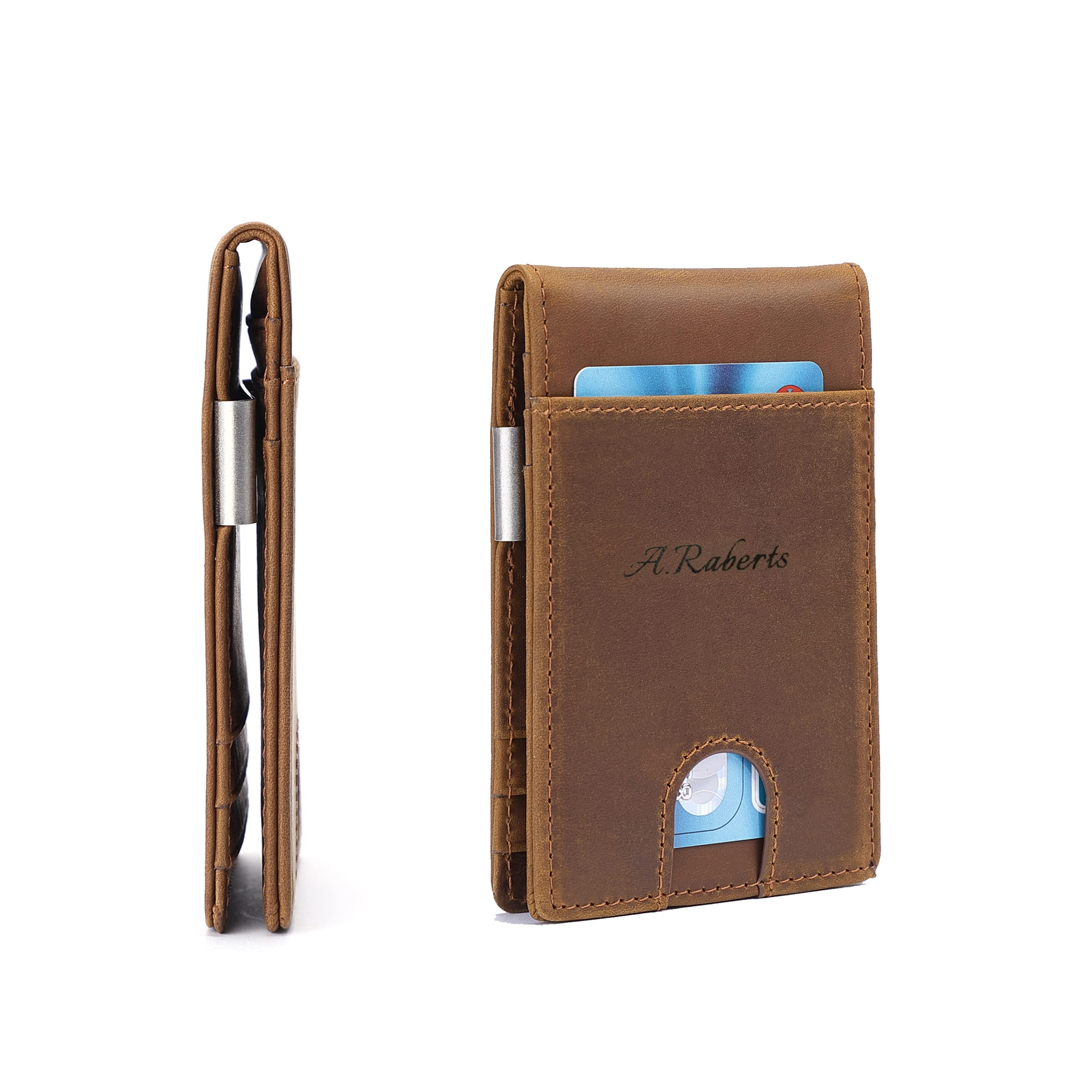 Personalized Leather Engraved Wallet for Husband Boyfriend Dad Son Him - Valentines Day Birthday Anniversary Christmas Wedding Graduation Fathers Day