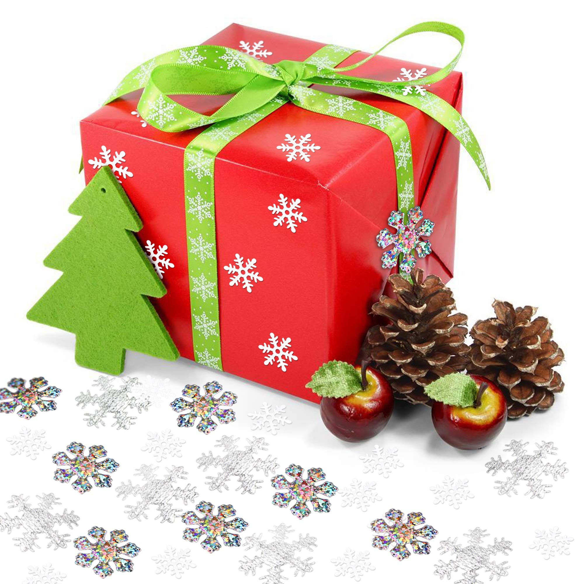 WANYI 100 stuks houten sneeuwvlokken, mini-kerstdecoraties, sneeuwvlokken, confettiornament van hout voor doe-het-zelf handwerk, tafeldecoratie Kerstmis, winterdecoratie (A