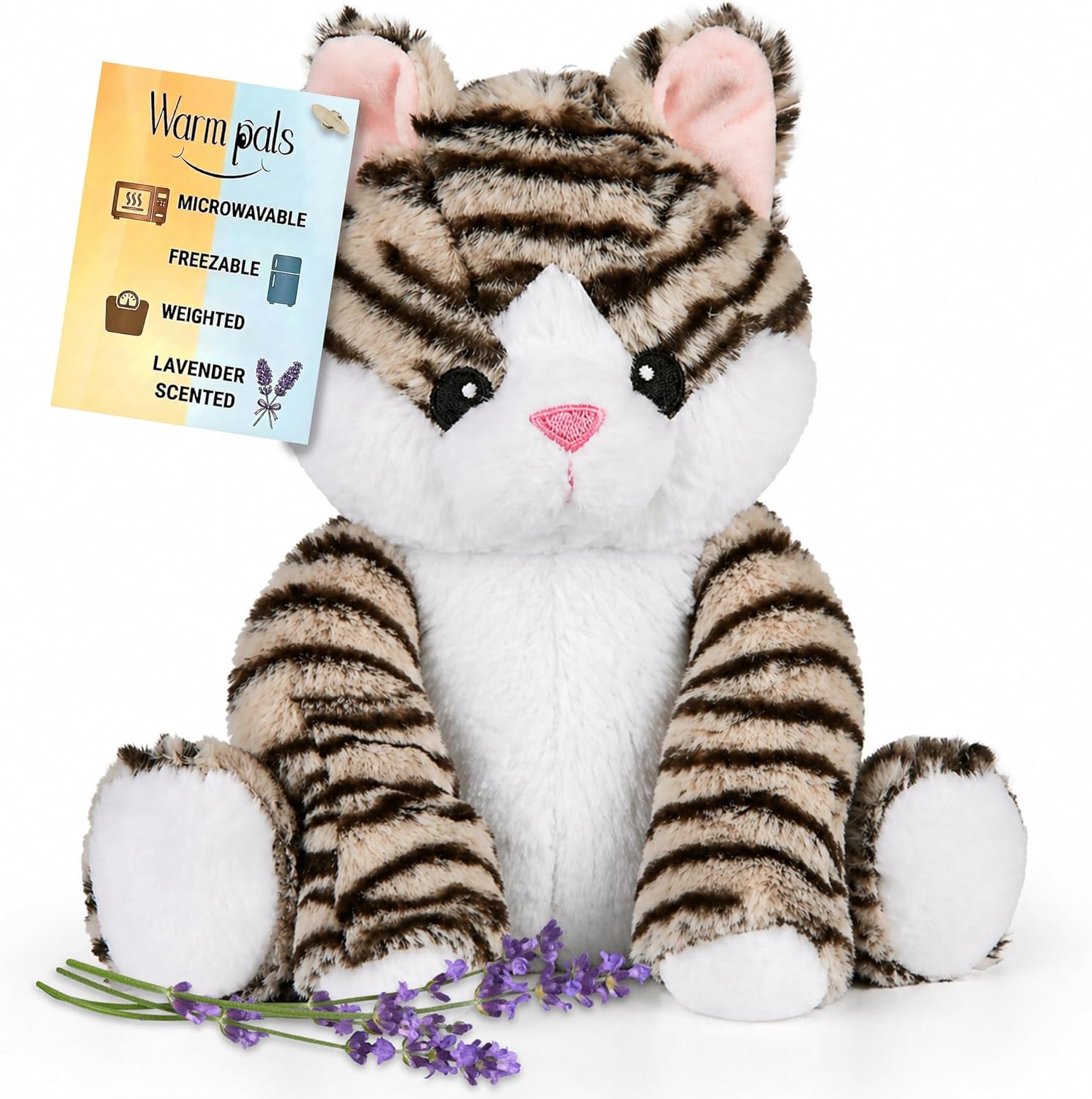 Kiki Kitten - Microwavable & Weighted Plush Stuffed Animal - Heated Plushie for Warmth - Cute, Soft, Cozy Toy for Adults & Children (Boys, Girls, & Toddlers) by Warm Pals