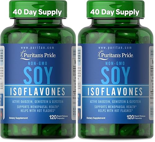Puritan's Pride Non-GMO Soy Isoflavones 750mg, Dietary Supplement with Active