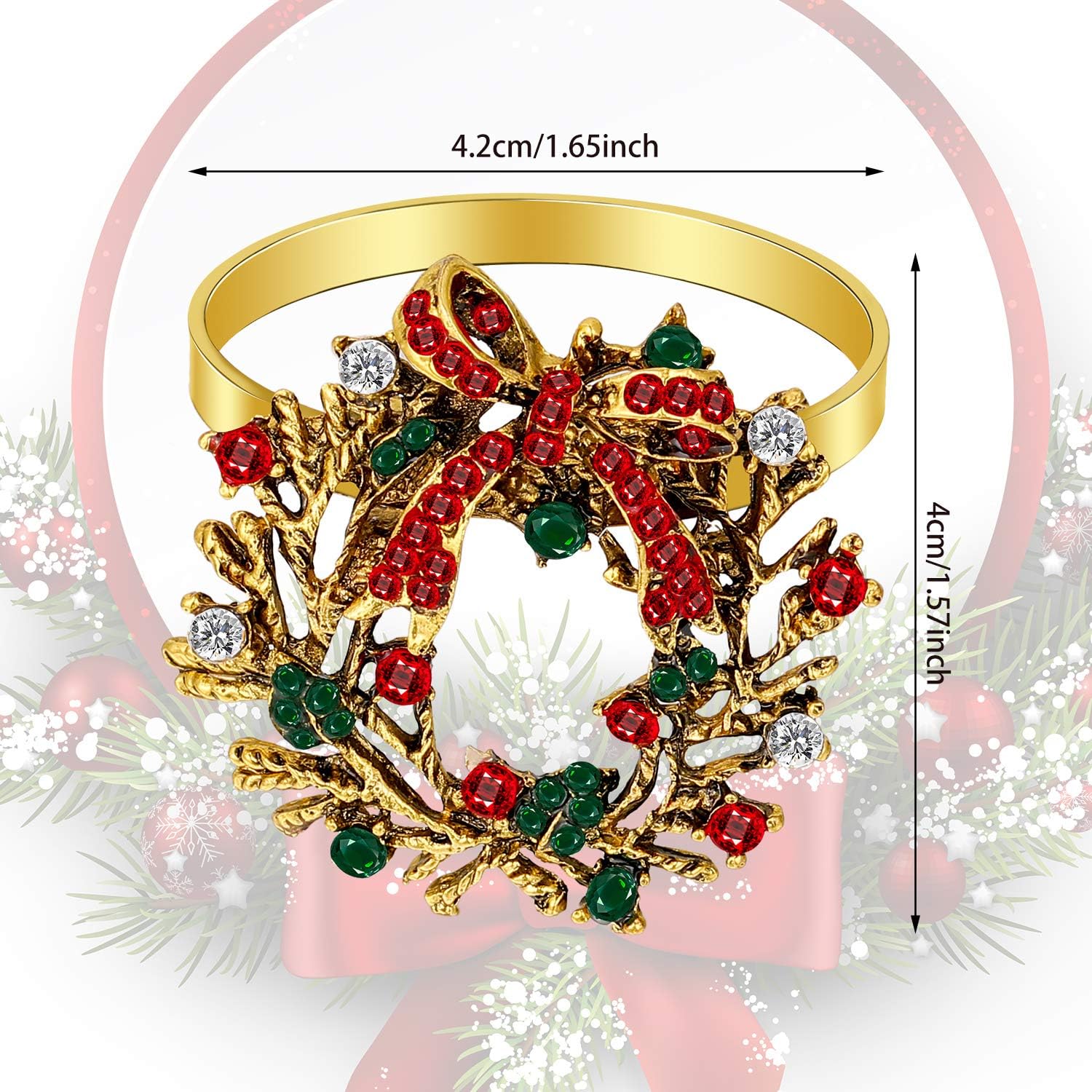 Chеареѕt 🛒 Christmas Wreath Napkin Rings Christmas Napkin Holder Rings for Christmas Holiday Party Dinner Wedding Banquet Dinning Table Settings Decoration (12 Pieces)