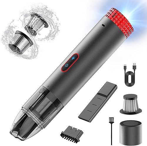 Aspiradora de mano para automóvil de 16,000 Pa de alta potencia de succión con luz LED y SOS, aspiradora portátil inalámbrica mejorada 2023, mini
